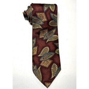 Aquascutum of London Mens Tie Multi-color Paisley 100% Silk Made In U.K.